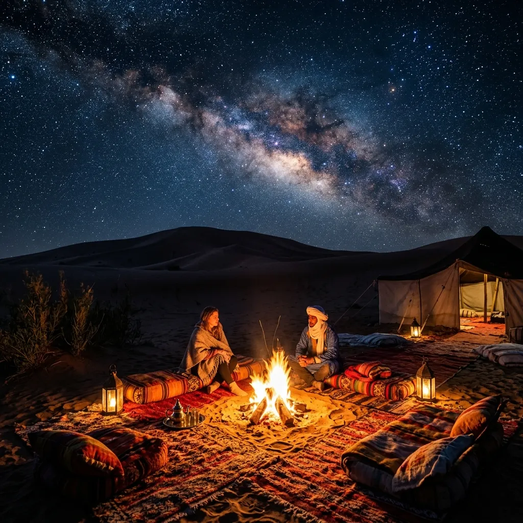 Winter night in the Sahara Desert under the Milky Way